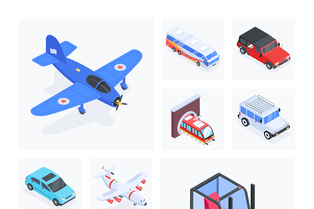 Isometric Transportation Icons, a Duotone Icon by Vectors Market (Photo 5 of 9)
