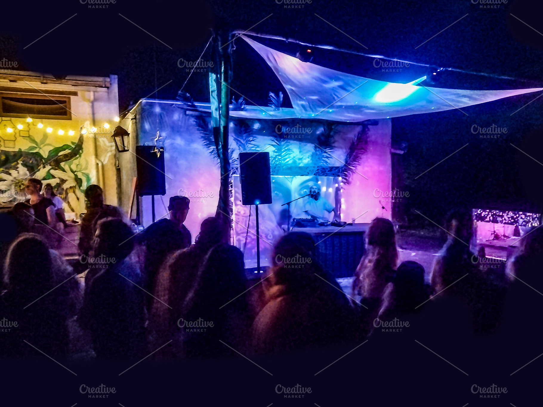 Outdoor night concert with crowd and colorful lights, an Arts & Entertainment Photo by DanFLCreativo