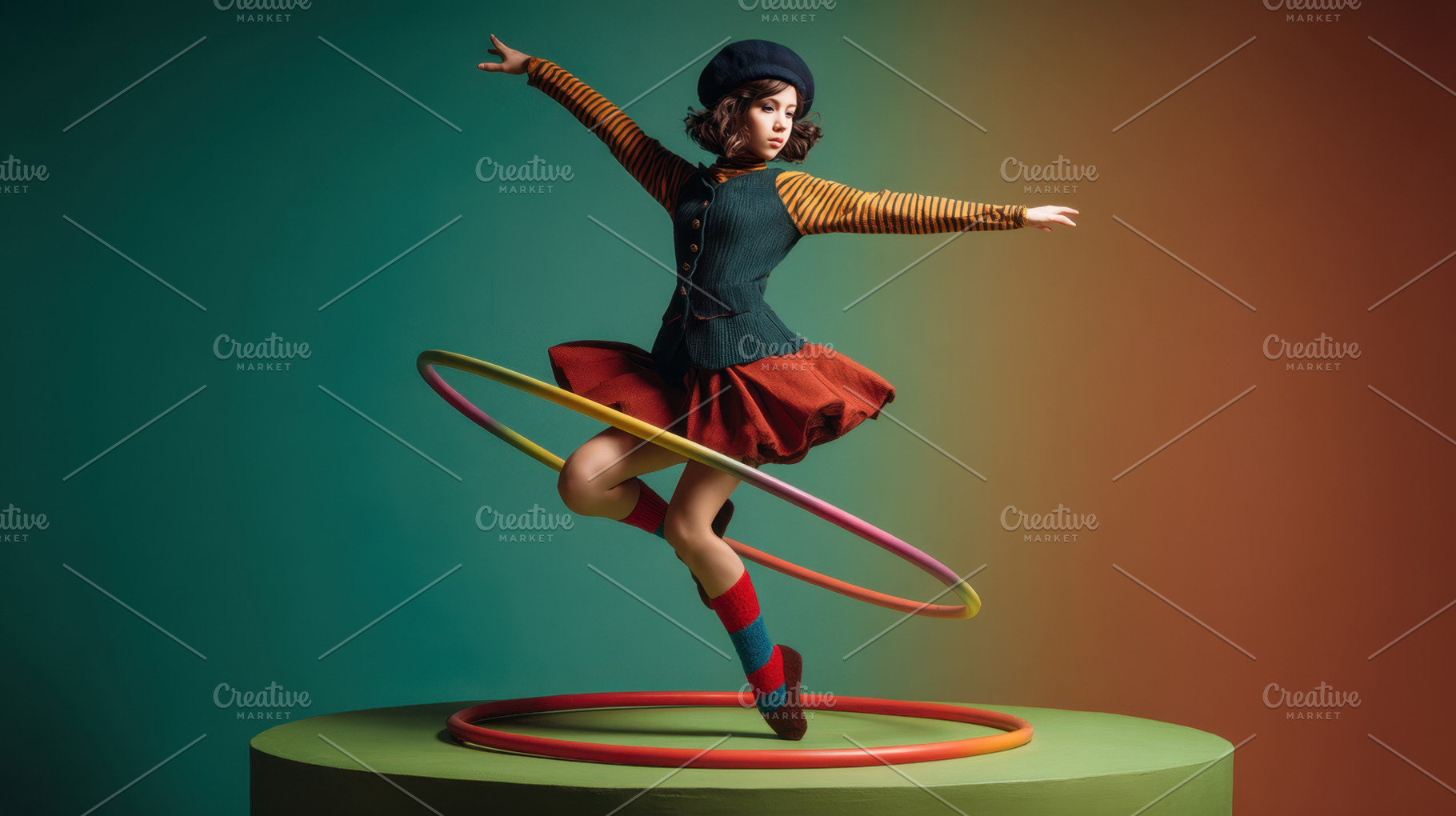 Indoor girl with hula hoops, a Photo by Beautiful things