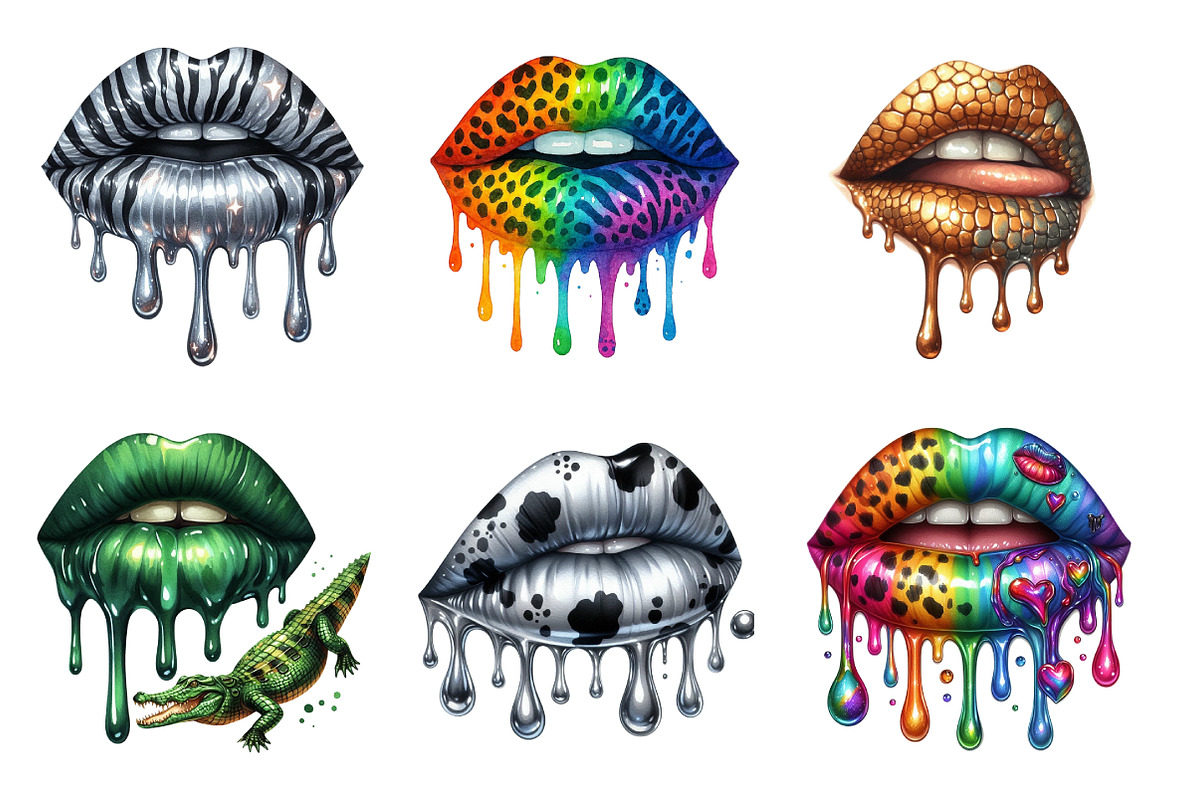 Animal Print Dripping Lips PNG, an Illustration by SinaCreation (Photo 3 of 7)