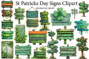 St Patricks Day Signs Clipart, an Illustration by Designworld