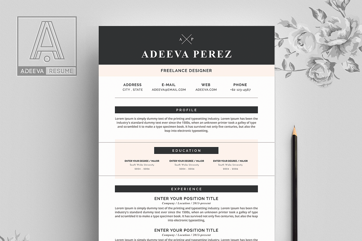 Modern Resume Template Perez, a Resume Template by AdeevaResume (Photo 2 of 4)