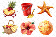 Watercolor Summer Clipart Bundle, an Illustration by Dream Creation (Thumbnail 3 of 7)