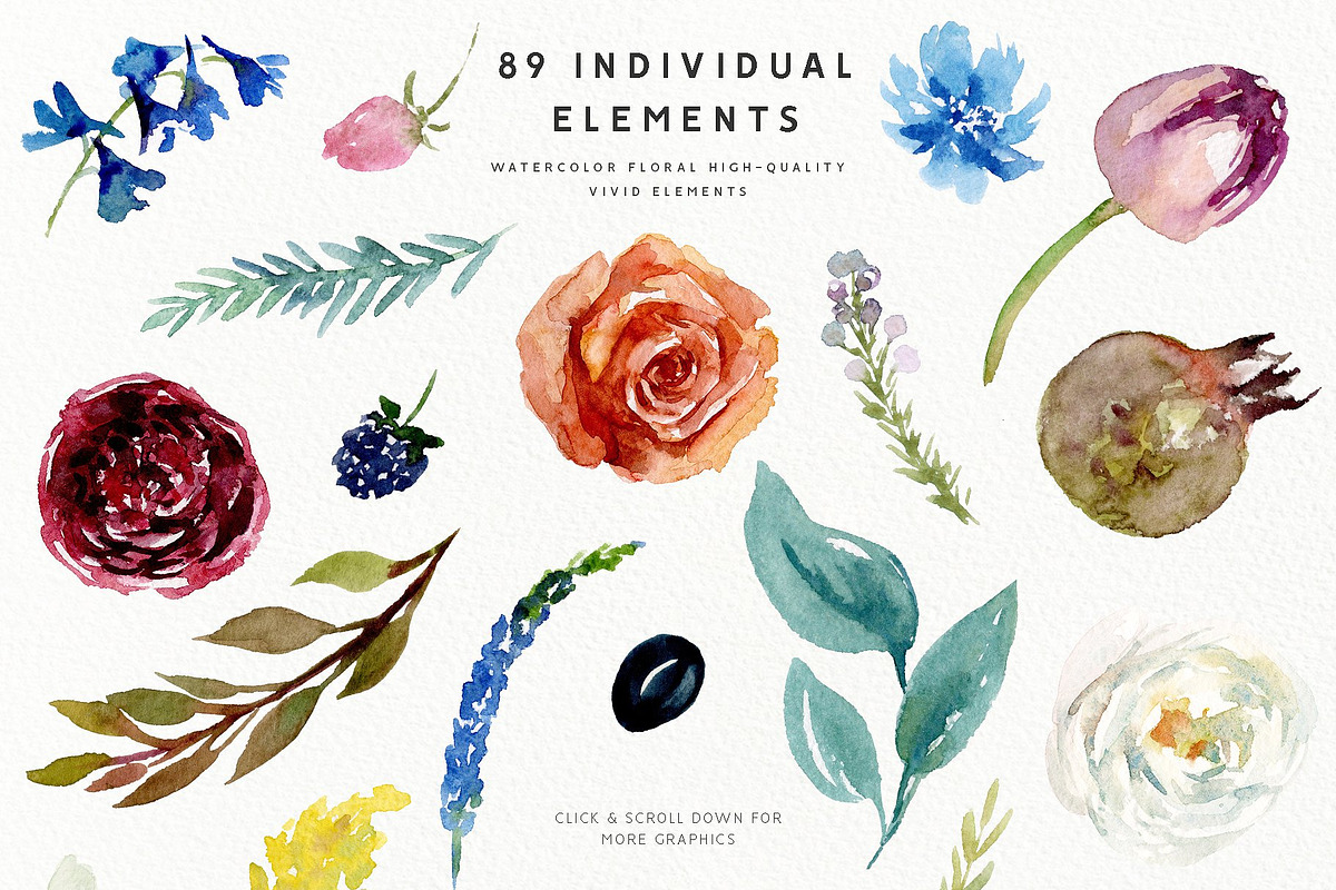 Watercolor Boho Wild Floral Set, a Decorative Illustration by Veris Studio (Photo 13 of 16)