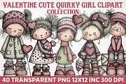 Valentine Cute Quirky Girl Clipart, an Illustration by RobertsArt (Thumbnail 1 of 7)