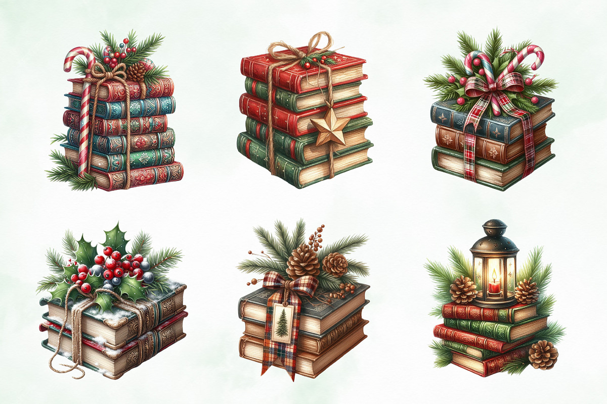 Watercolor Christmas Antique Books, an Illustration by Creative Art (Photo 5 of 5)