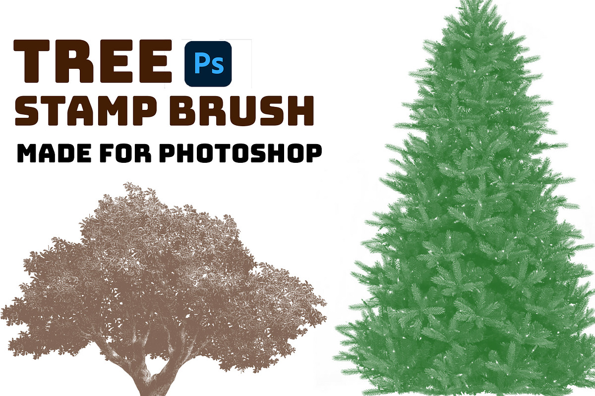 100 Tree Brush Stamps Photoshop, a Brush Add-On by Chipshpow Graphics (Photo 2 of 8)