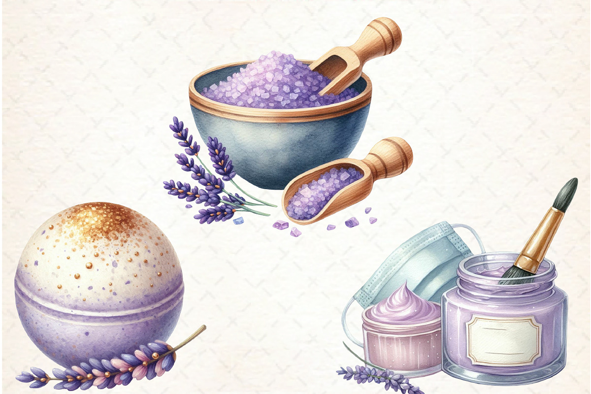 Lavender Pajama Party Spa Day Clipar, an Illustration by Libby Wishes (Photo 3 of 7)