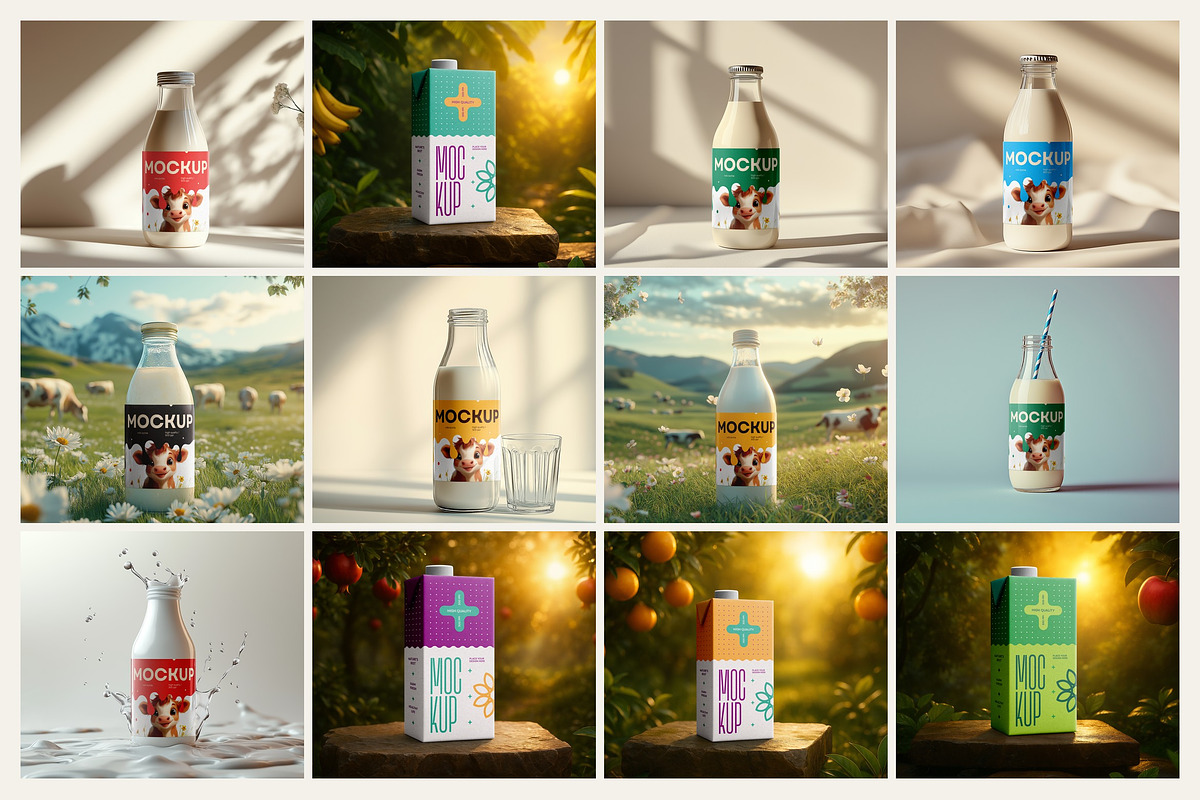 Milk & Juice Packaging Mockups, a Packaging Mockup by dpi (Photo 14 of 14)
