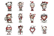 Funny Valentine Characters Clipart, an Illustration by Design Market (Thumbnail 2 of 3)