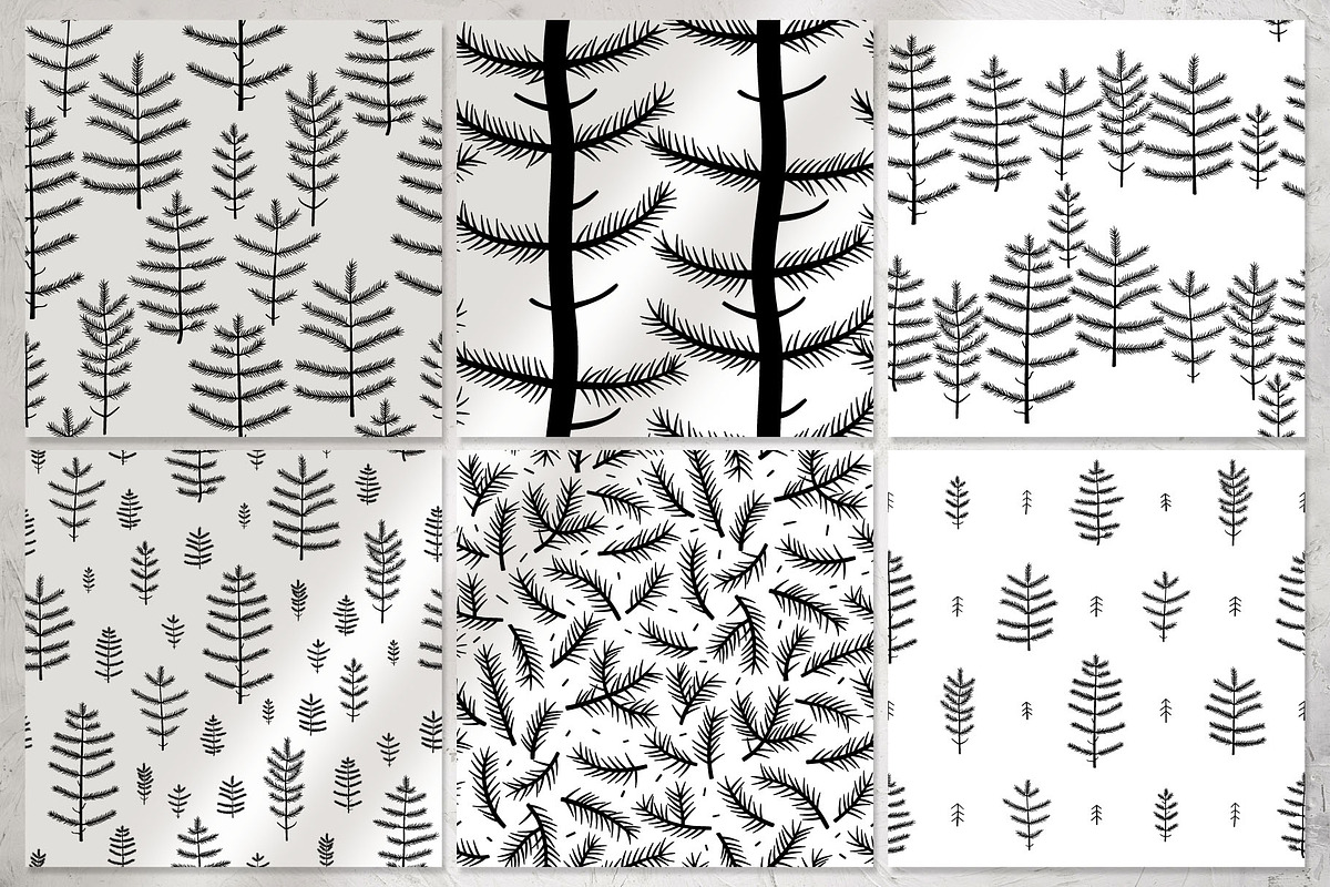 6 patterns with pines, a Pattern Graphic by pineart (Photo 2 of 5)