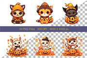 Cute Kawaii Cats for Halloween., an Animal Illustration by KENO Mascots (Thumbnail 3 of 8)