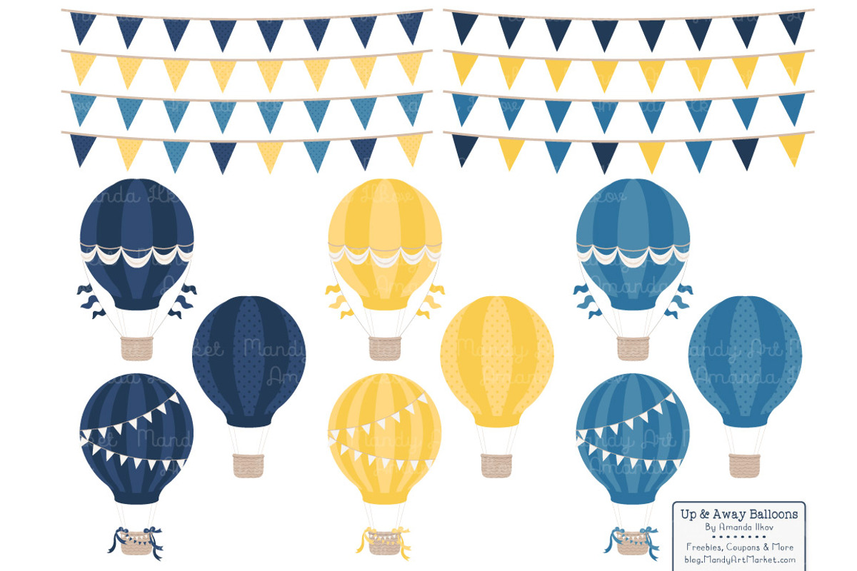 Navy & Lemon Hot Air Balloons, an Illustration by Amanda Ilkov (Photo 4 of 5)