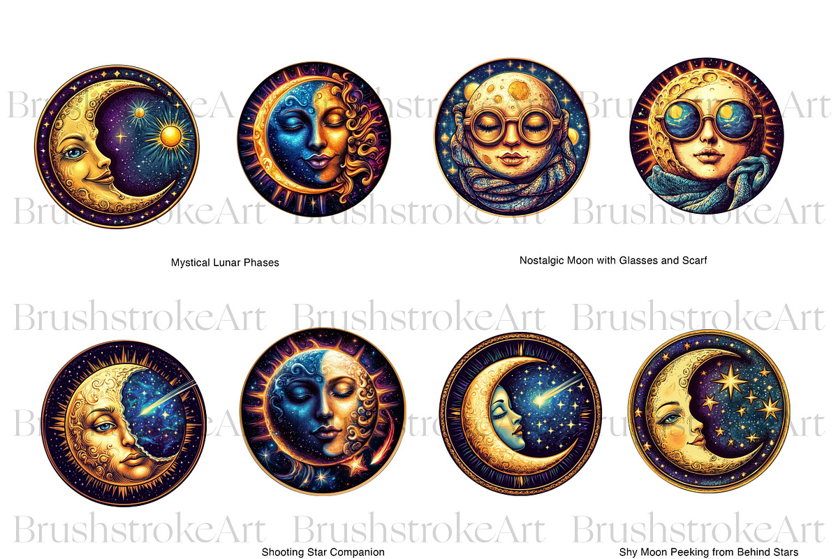 Mystical Moon Clipart, Celestial Sun, a Decorative Illustration by BrushstrokeArtGB (Photo 5 of 9)