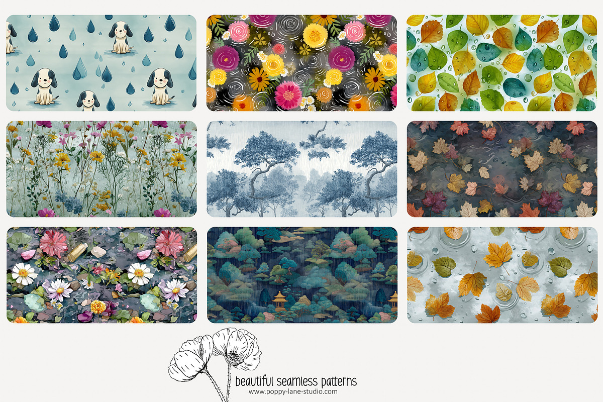 80 rainy weather seamless pattern, a Pattern Graphic by Poppy Lane Studio (Photo 4 of 11)