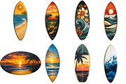 Retro Summer Surfboards Clipart, an Illustration by Pixels.Craft (Thumbnail 3 of 6)