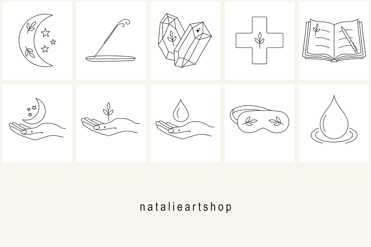 Holistic Medicine Line Icon Set, an Outline Icon by NatalieArtShop (Photo 15 of 15)