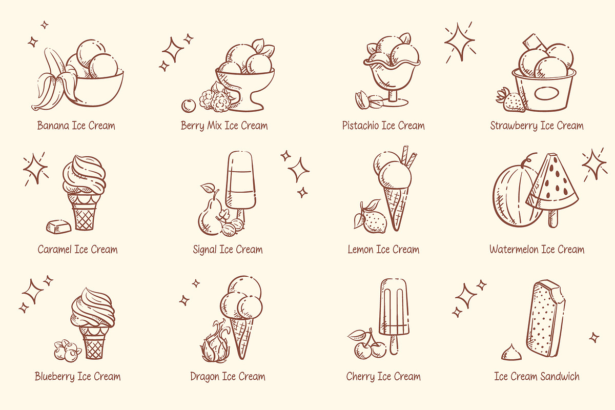 Retro Ice Cream Bundle, a Food Illustration by Nearbirds (Photo 3 of 12)