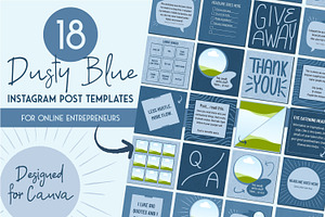 Dusty Blue Instagram Canva Templates