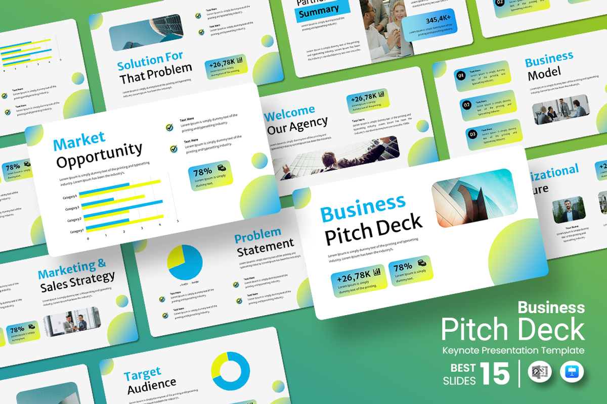 Business Pitch Deck Keynote Template, a Presentation Template by Iqsiart Studio (Photo 1 of 3)