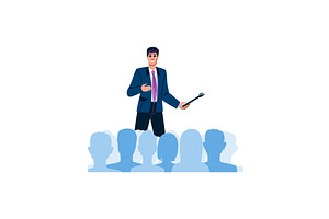 Confident businessman presenting to, a Person Illustration by pikepicture
