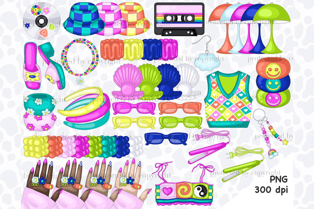 Groovy Clipart Bundle | Retro Image, an Object Illustration by GlamArtZhanna (Photo 2 of 4)