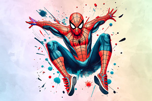 Watercolor Spiderman Clipart