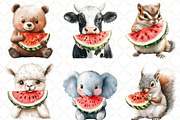 Summer Animals Enjoy Watermelon, an Illustration by Black Bird Studio (Thumbnail 3 of 5)