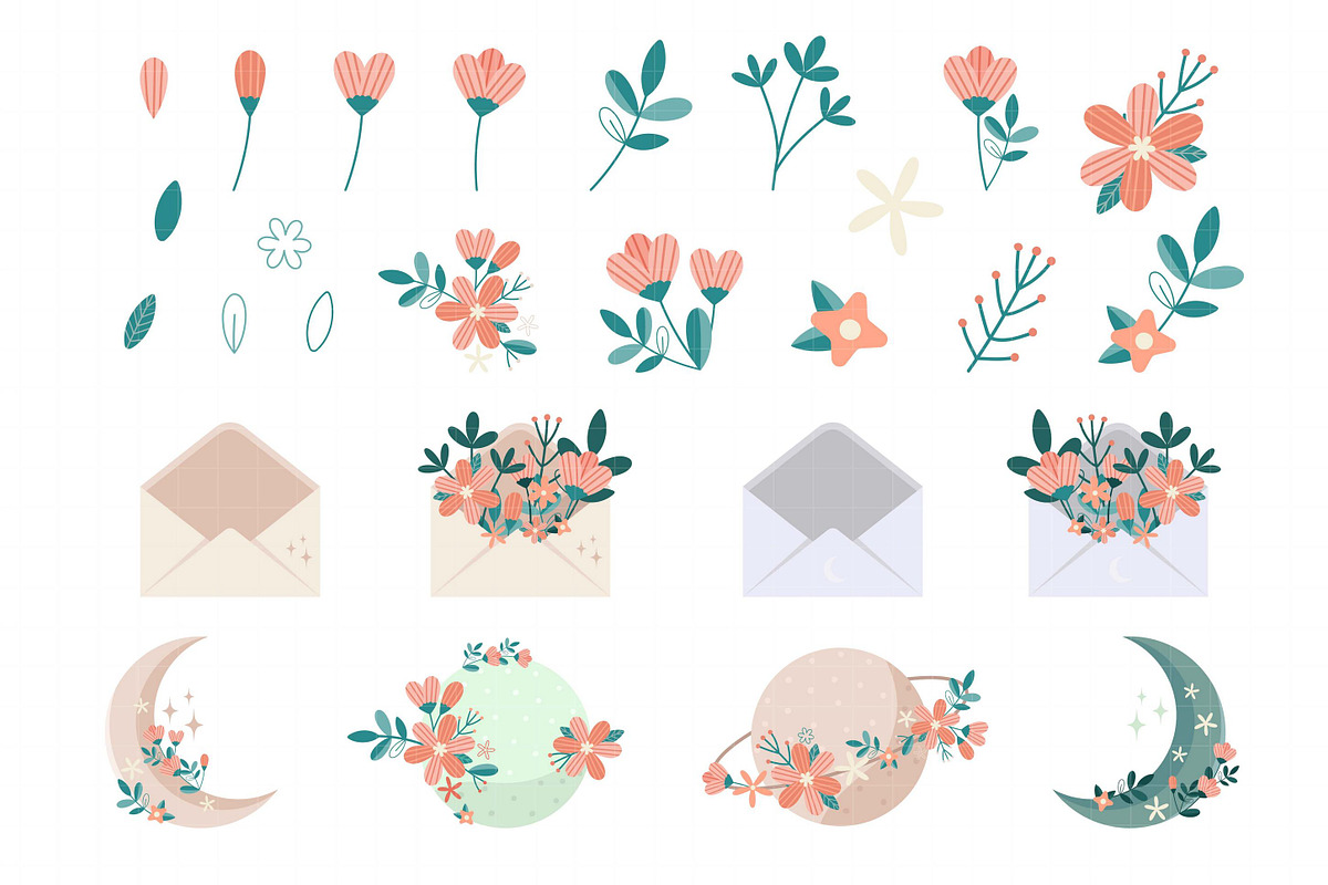 Blossom moon garden clipart, an Illustration by BrillCreateArt (Photo 2 of 4)