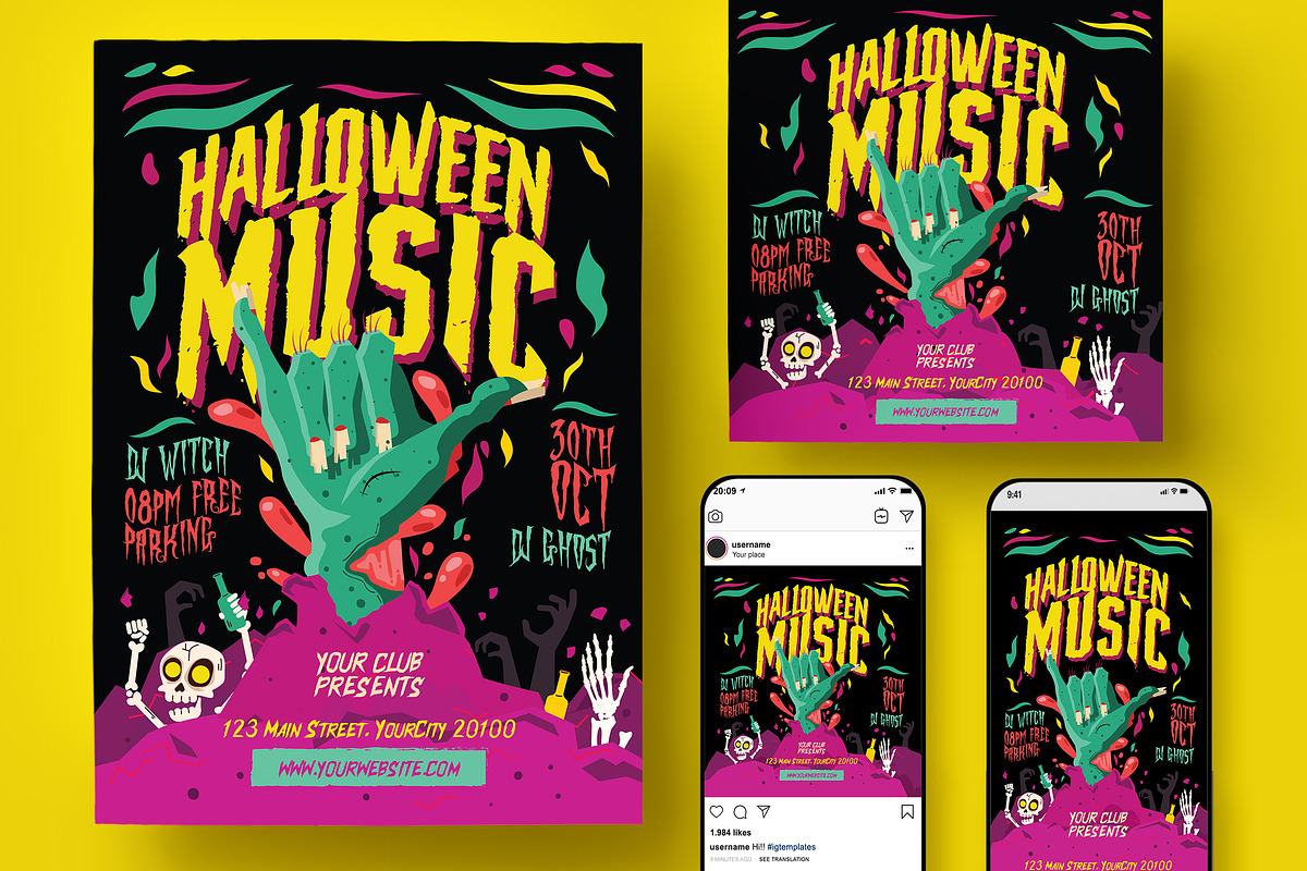 Halloween Rock Music Flyer, a Flyer Template by Creativestoree (Photo 1 of 5)