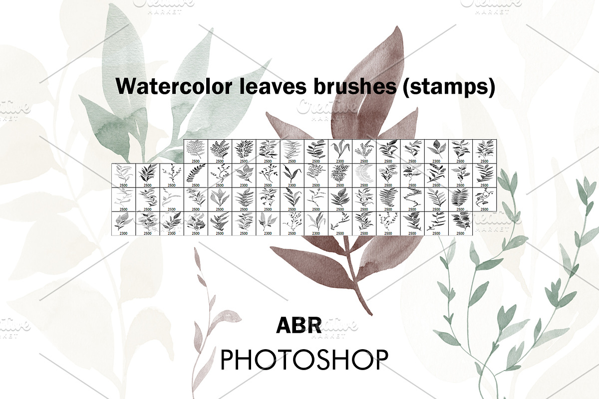 60 Watercolor brushes for photoshop., a Brush Add-On by TaPilipa (Photo 2 of 5)