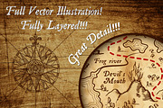 Vector Pirate Treasure Map, an Illustration by Pingebat (Thumbnail 2 of 4)