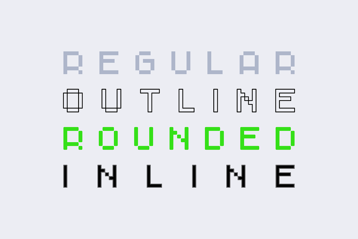 Monopix Pixel Typeface (12 Fonts), a Sans Serif Font by alpercakici (Photo 8 of 11)