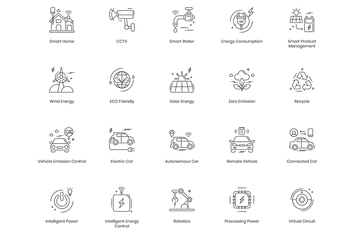 88 Smart Technology Line Icons, an Outline Icon by Flat Icons (Photo 2 of 6)