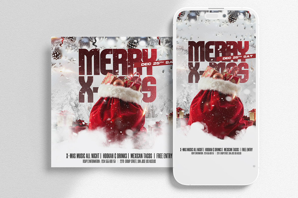 Red Christmas Instagram Banners, a Social Media Template by Ronita Shkodra