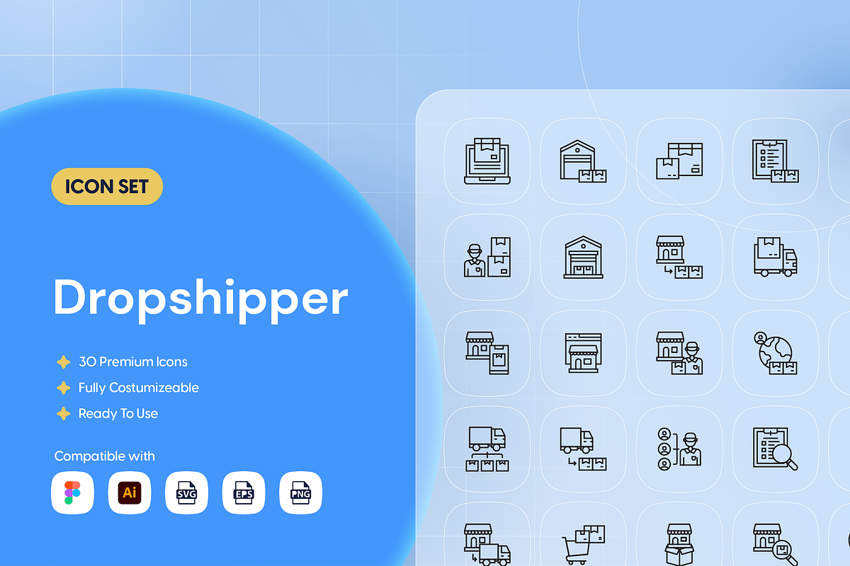 Dropshipper Icon Set, an Outline Icon by Nathaya Studio (Photo 1 of 2)