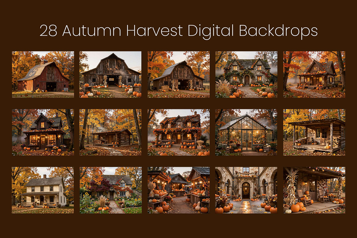 28 Autumn Harvest Digital Backdrops, a Background Graphic by 3Motional (Photo 9 of 18)