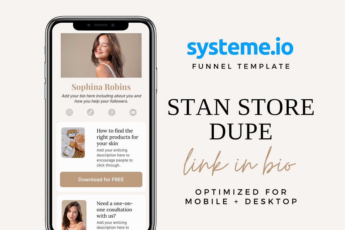 Systeme.io Link in Bio Template, a Landing Page Template by Ciera Design Templates (Photo 1 of 10)