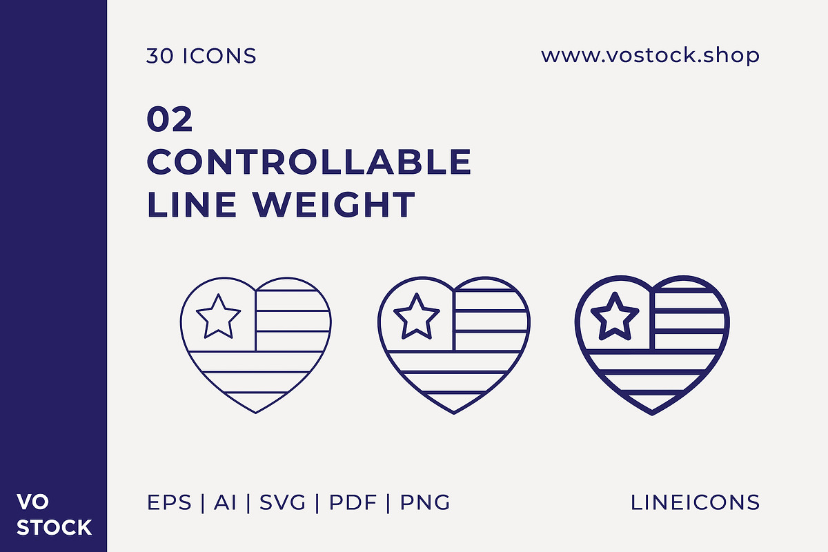 30 Independence Day Icons, an Outline Icon by vo.stock (Photo 4 of 6)