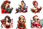 Christmas Pin Up Girls with Book, an Illustration by DreamArtGraphic (Thumbnail 2 of 4)
