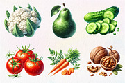 Watercolor Healthy Food Clipart, an Illustration by Dream Creation (Thumbnail 5 of 7)