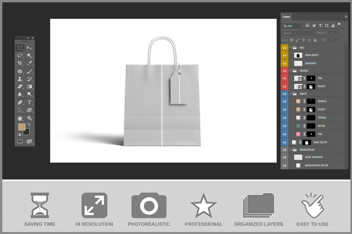 Takeaway Paper Bag Label Mockup PSD, a Packaging Mockup by Bruno's Shop (Photo 3 of 4)