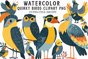 Quirky Birds Clipart PNG, an Illustration by Libby Wishes (Thumbnail 1 of 5)