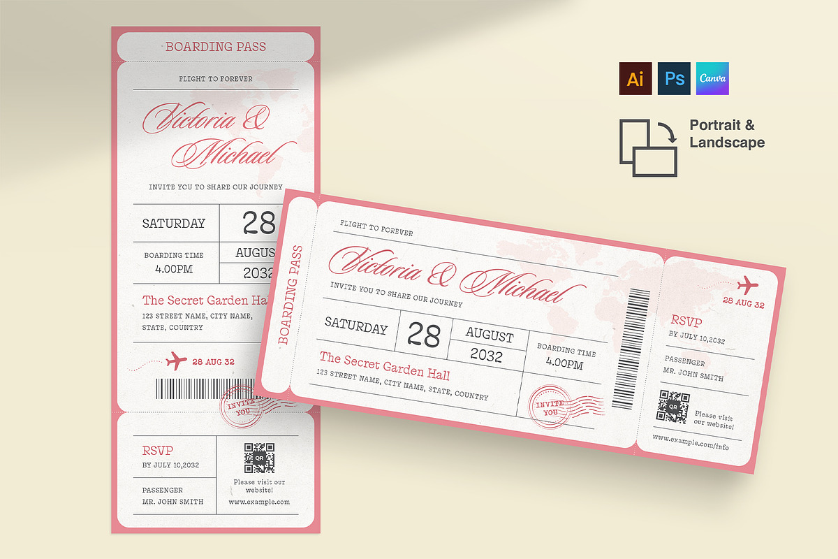 Wedding Boarding Pass Invitation, an Invitation Template by BrandPacks (Photo 1 of 4)