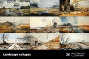 Landscape collages. 36 images, a Decorative Illustration by Handmadefont (Thumbnail 6 of 10)