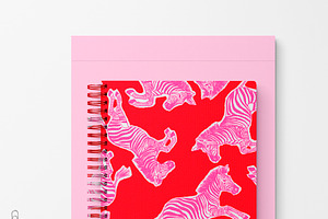 Preppy Pink And Red Zebra Pattern