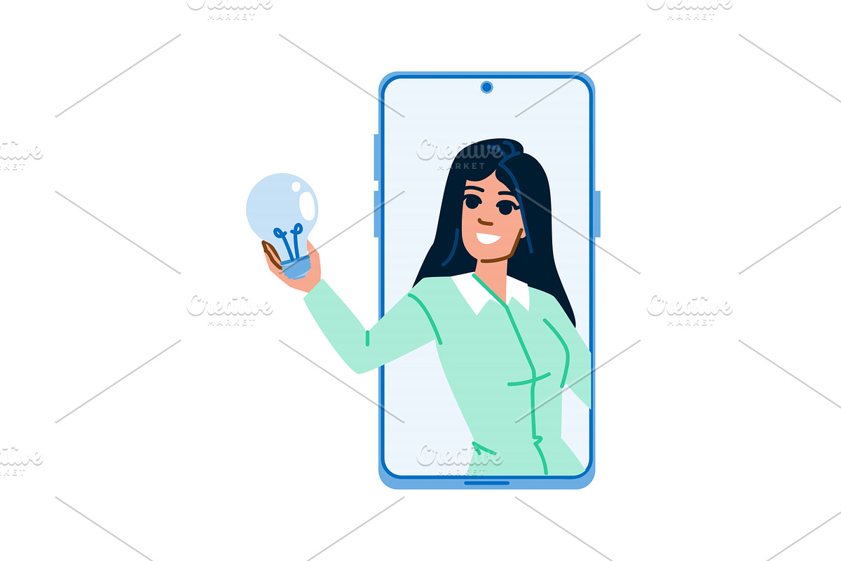 Businesswoman showing light bulb, a Technology Illustration by pikepicture
