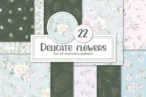 Delicate orchids. Seamless patterns