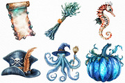 Watercolor Halloween Undersea PNG, an Illustration by Craft Nest (Thumbnail 5 of 6)