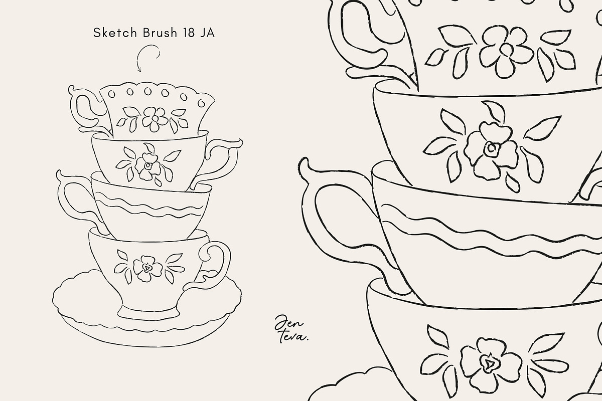 28 Adobe Illustrator Sketch Brushes, a Brush Add-On by Jenteva Art (Photo 11 of 16)